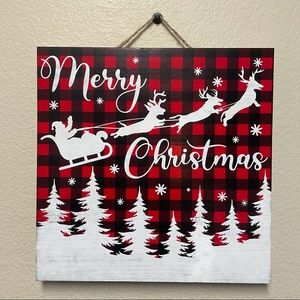 Farmhouse Sign Dachshund Santa Sleigh Reindeer Christmas Holiday